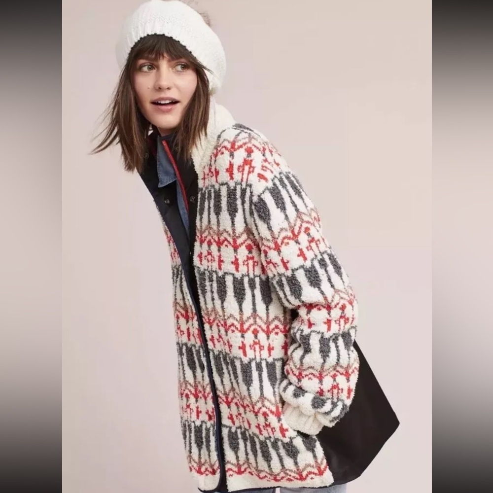 ANTHROPOLOGIE - Sleeping On Snow fuzzy sweater jacket sz S